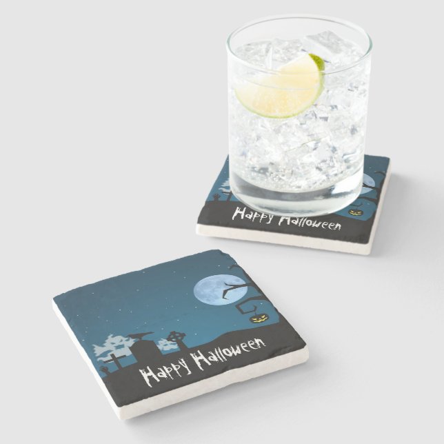 Halloween Spöken vid Graveyard Stenunderlägg (Sidan)