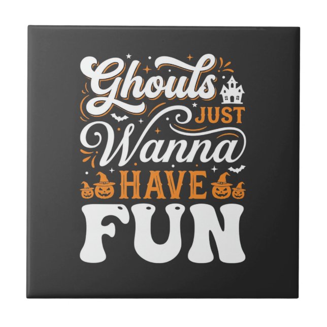 Halloween-spöken Vill Bara Ha Kul Design_1 Kakelplatta (Framsidan)