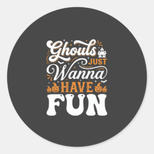 Halloween spöken vill bara ha kul Design_1 Runt Klistermärke