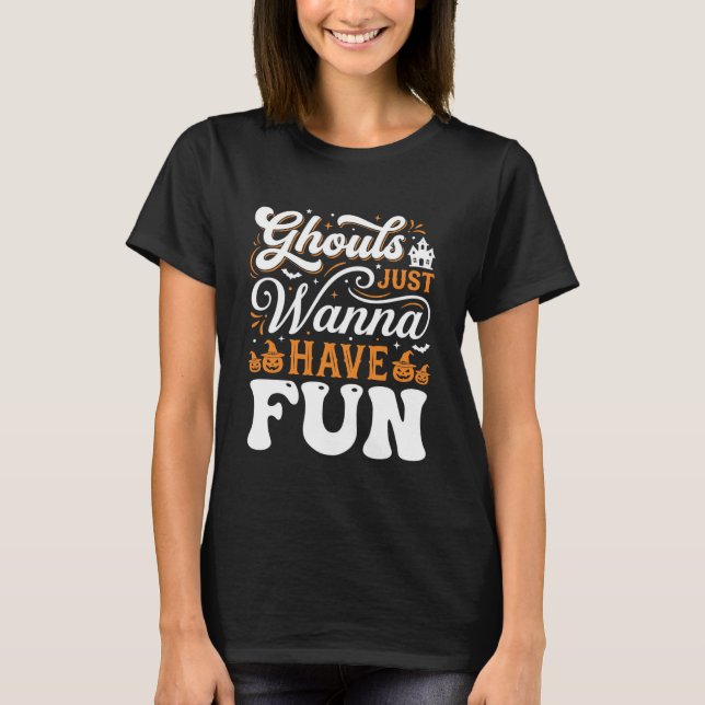 Halloween spöken vill bara ha kul Design_1 T Shirt (Framsida)