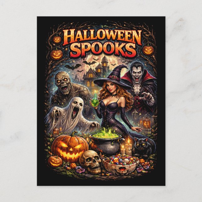 Halloween-spöken Vykort (Framsida)