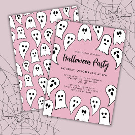 Halloween Spökfest pink Inbjudningar