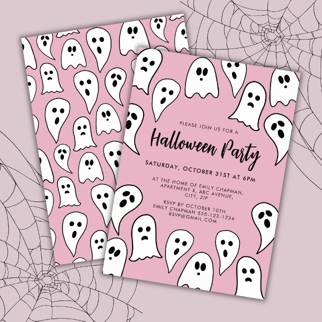Halloween Spökfest pink  Inbjudningar (Pink halloween party invitation)