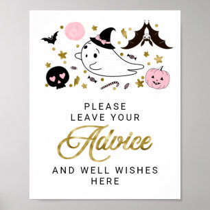 Halloween Spökflicka Baby Shower Rådgivningsskylt Poster