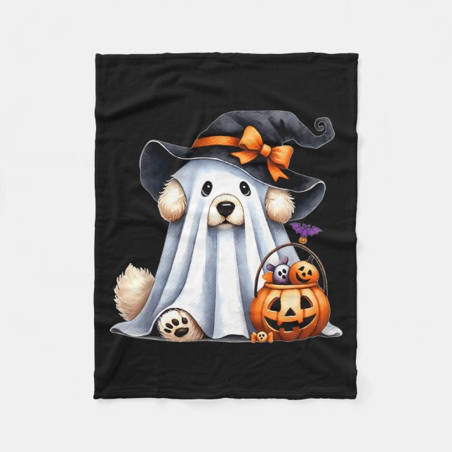 Halloween Spökhund Fleecefilt (Framsidan)