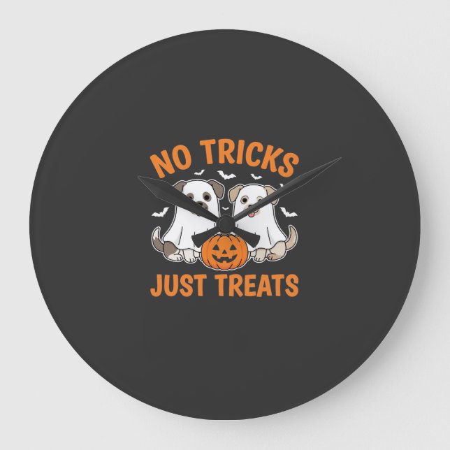 Halloween Spökhundar Inga Bus utan Godsaker Design Stor Klocka (Framsida)