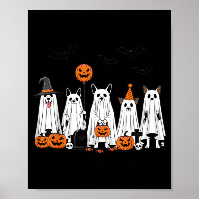 Halloween Spökhundar Söt Pumpa Tecknad Design Poster (Framsidan)