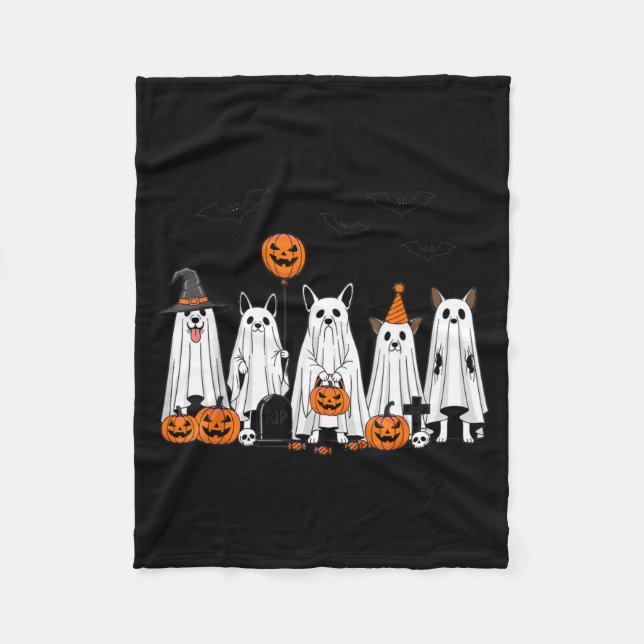 Halloween spökhundar söta pumpa seriefigur design fleecefilt (Framsidan)