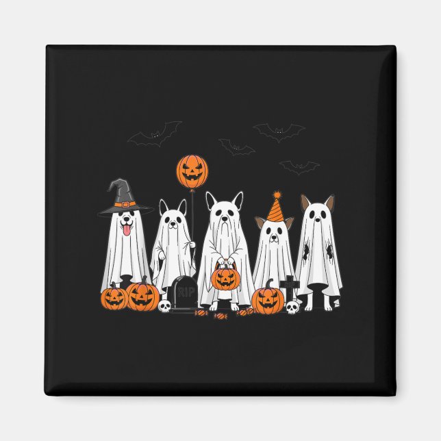 Halloween spökhundar söta pumpa seriefigur design magnet (Framsidan)