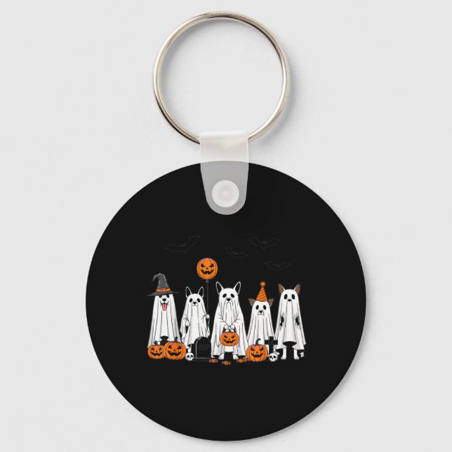 Halloween spökhundar söta pumpa seriefigur design nyckelring (Framsida)