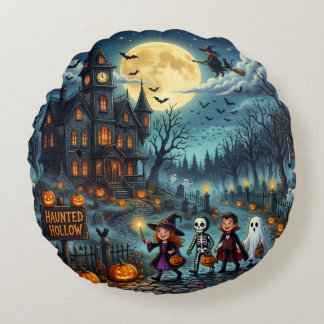 Halloween Spökhus Bus eller Bussa Kastkudde Rund Kudde