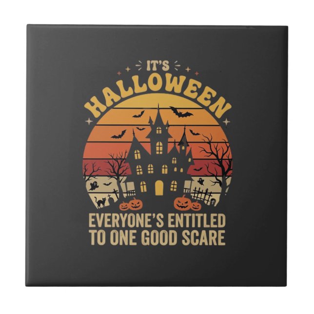 Halloween Spökhus En Bra Rädsla Design_1 Kakelplatta (Framsidan)
