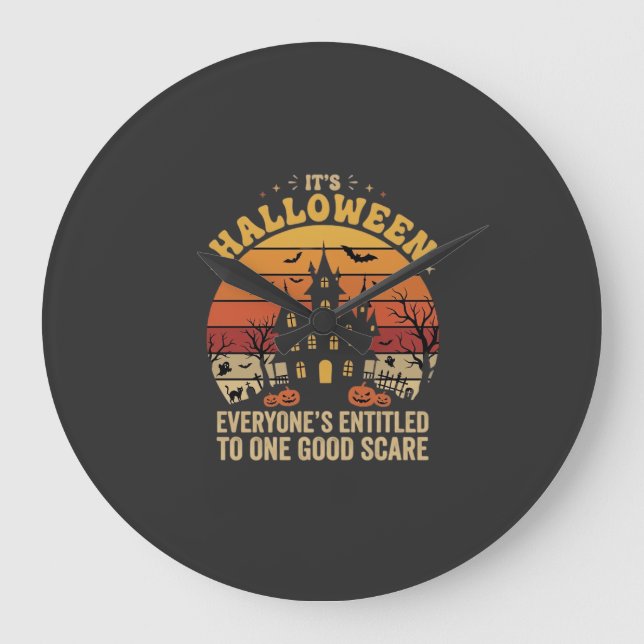 Halloween Spökhus En Bra Rädsla Design_1 Stor Klocka (Framsida)