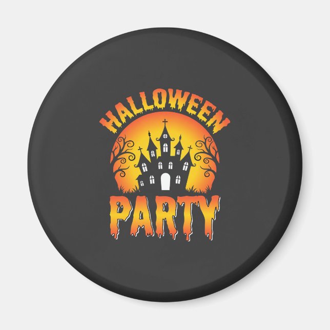 Halloween Spökhus Fest Vektor Magnet (Framsidan)