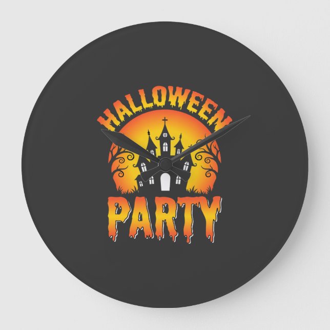 Halloween Spökhus Fest Vektor Stor Klocka (Framsida)