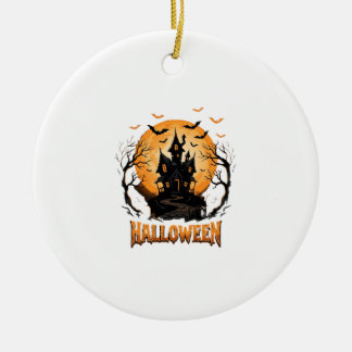 Halloween Spökhus Fladdermus Måne Grafisk Design Julgransprydnad Keramik