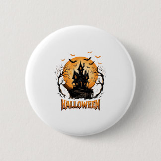 Halloween Spökhus Fladdermus Måne Grafisk Design Knapp