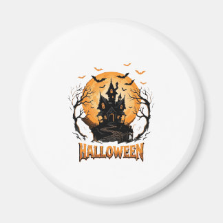 Halloween Spökhus Fladdermus Måne Grafisk Design Magnet