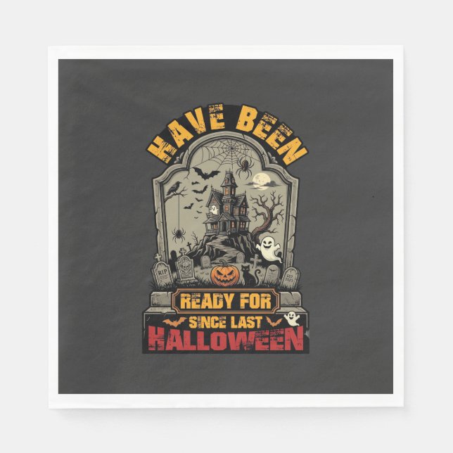 Halloween Spökhus Gravsten Har varit redo Pappersservett (Framsidan)
