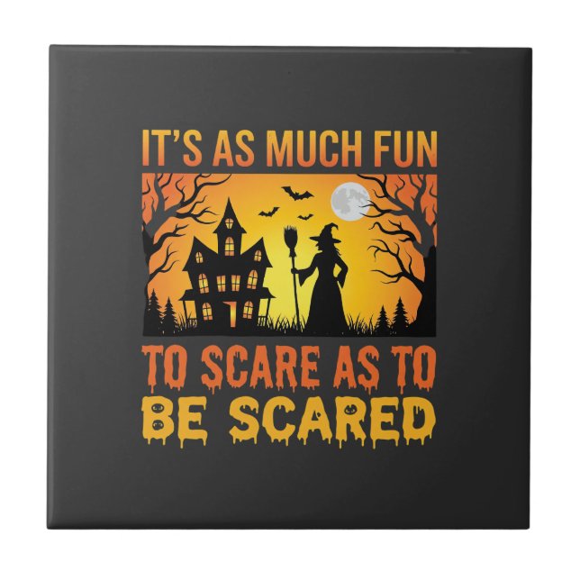 Halloween Spökhus Häxa Skräm citat Kakelplatta (Framsidan)