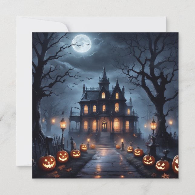Halloween Spökhus Julkort (Framsida)