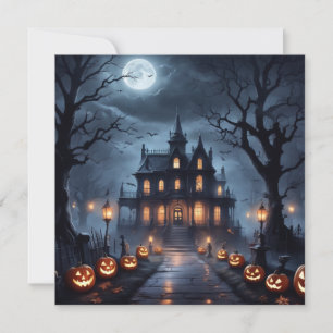 Halloween Spökhus Julkort