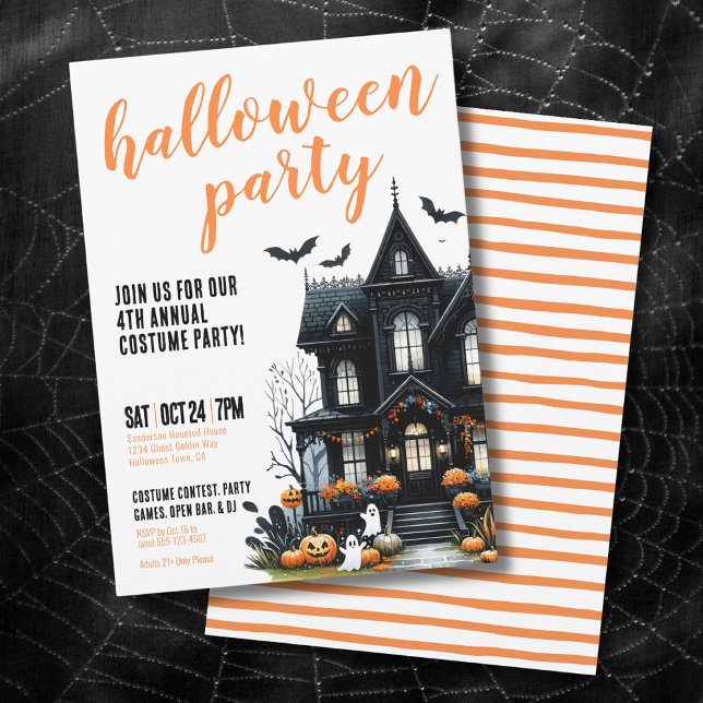 Halloween Spökhus Kostymfest Inbjudningar (Halloween Haunted House Costume Party Invitation)