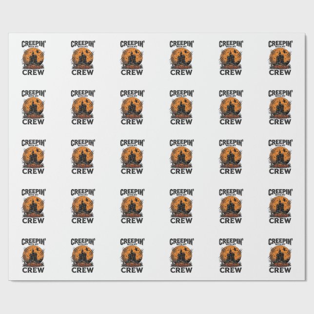 Halloween Spökhus Kryper Med Mitt Crew T-Shirt Presentpapper (Platt)