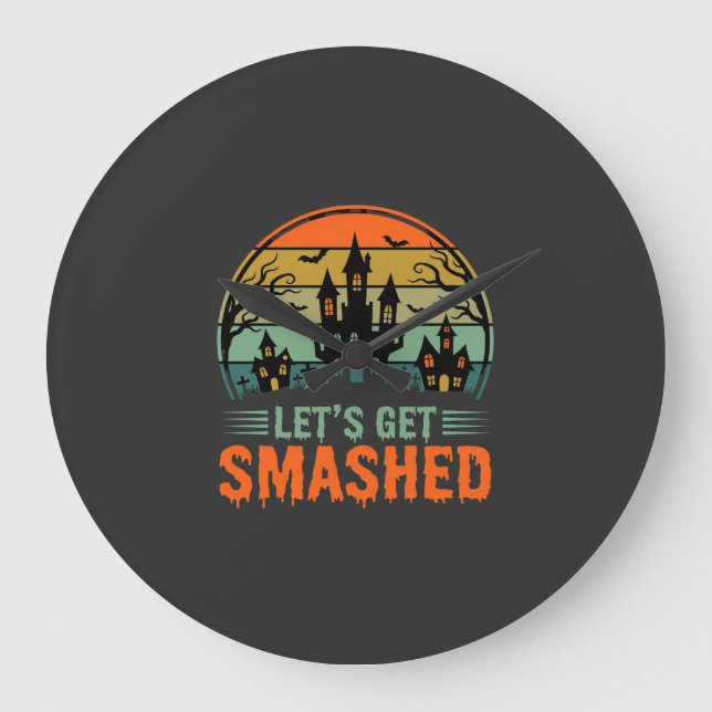 Halloween Spökhus Låt Oss Smulas Retro Stor Klocka (Framsida)