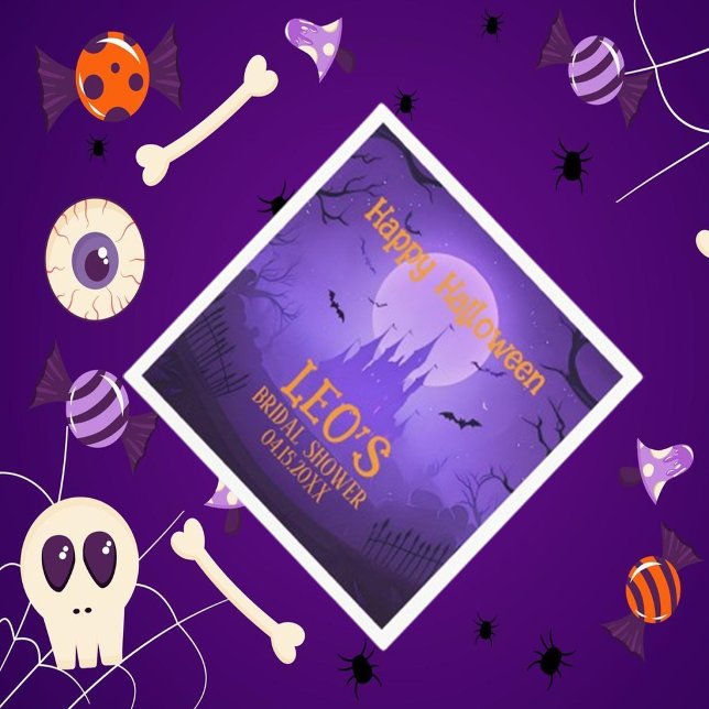 Halloween Spökhus Lila Bröllopsdusch Pappersservett (Skapare uppladdad)