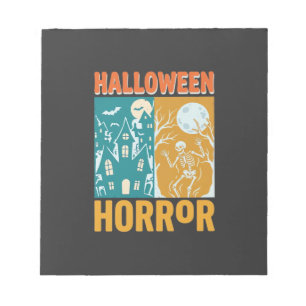 Halloween Spökhus Måne Skelett Design_1 Anteckningsblock