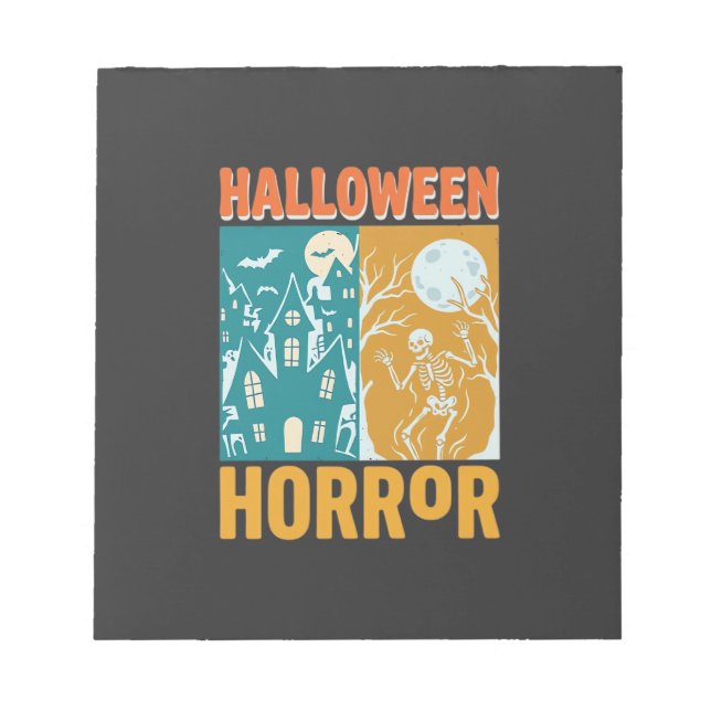 Halloween Spökhus Måne Skelett Design_1 Anteckningsblock (Framsida)