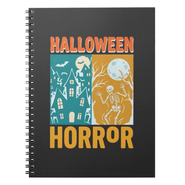 Halloween Spökhus Måne Skelett Design_1 Anteckningsbok (Framsidan)