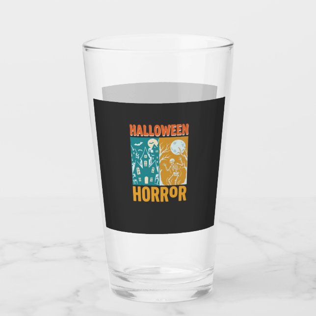 Halloween Spökhus Måne Skelett Design_1 Glaskopp (Framsida)