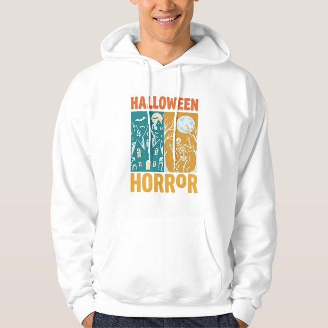 Halloween Spökhus Måne Skelett Design_1 Hoodie (Framsida)