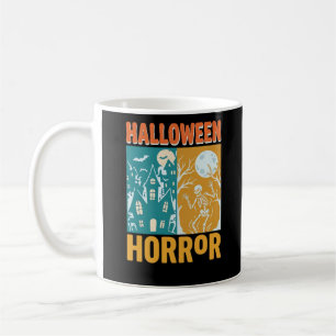 Halloween Spökhus Måne Skelett Design_1 Kaffemugg