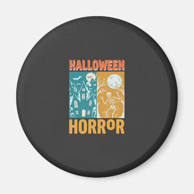 Halloween Spökhus Måne Skelett Design_1 Magnet (Framsidan)