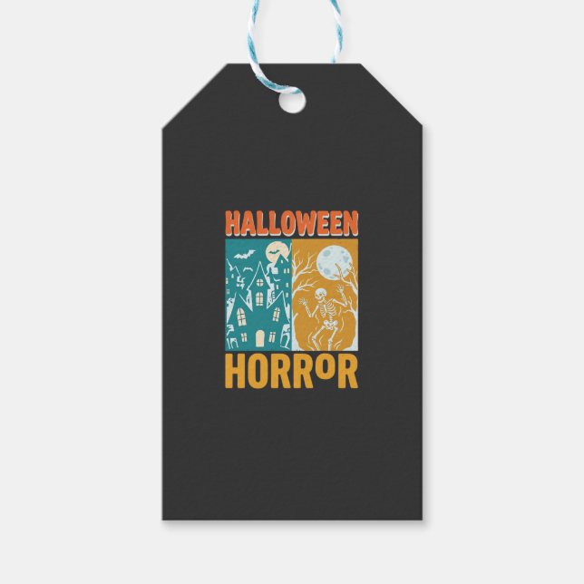 Halloween Spökhus Måne Skelett Design_1 Presentetikett (Framsidan)