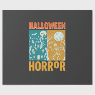 Halloween Spökhus Måne Skelett Design_1 Presentpapper