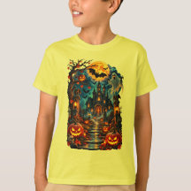 Halloween Spökhus Natt T-Shirt Design