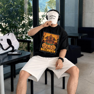 Halloween Spökhus Pumpa Illustration T Shirt