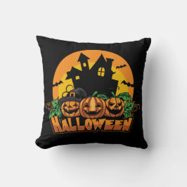Halloween Spökhus Pumpa Kudde