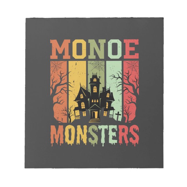 Halloween Spökhus Retro Monster Anteckningsblock (Framsida)