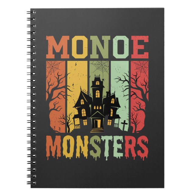 Halloween Spökhus Retro Monster Anteckningsbok (Framsidan)