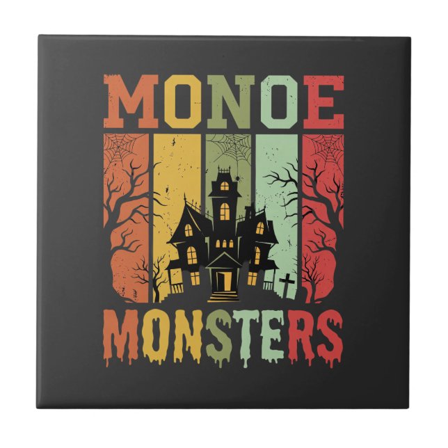 Halloween Spökhus Retro Monster Kakelplatta (Framsidan)
