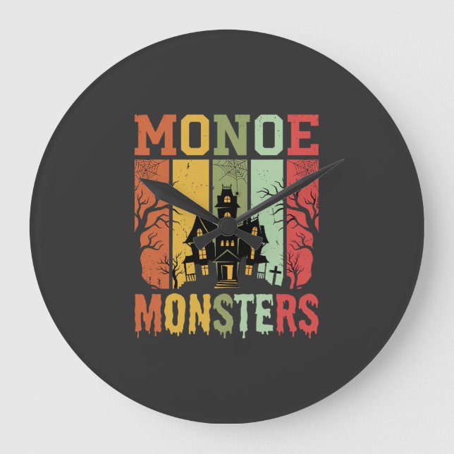 Halloween Spökhus Retro Monster Stor Klocka (Framsida)
