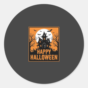 Halloween Spökhus Silhuett Vektor Design_1 Runt Klistermärke