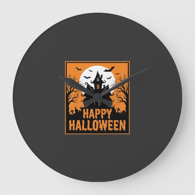 Halloween Spökhus Silhuett Vektor Design_1 Stor Klocka (Framsida)