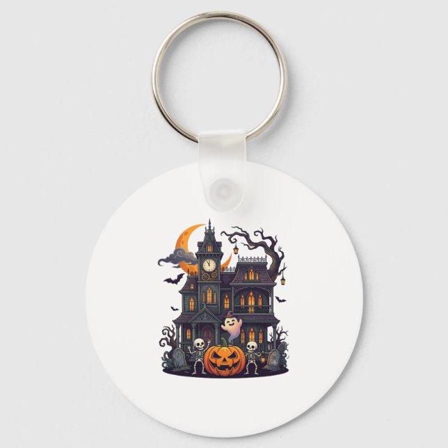 Halloween Spökhus Skelett Pumpa Spöke Cr Nyckelring (Framsida)