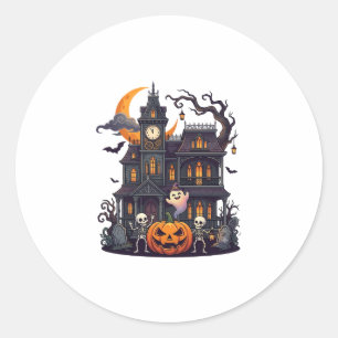Halloween Spökhus Skelett Pumpa Spöke Cr Runt Klistermärke